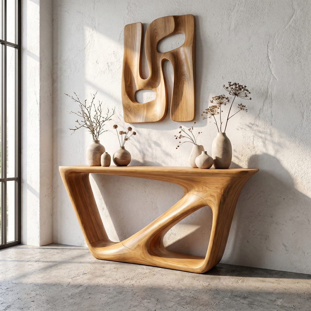 Mid Century Console Table Living Room Or Entryway, solid wood, built to order