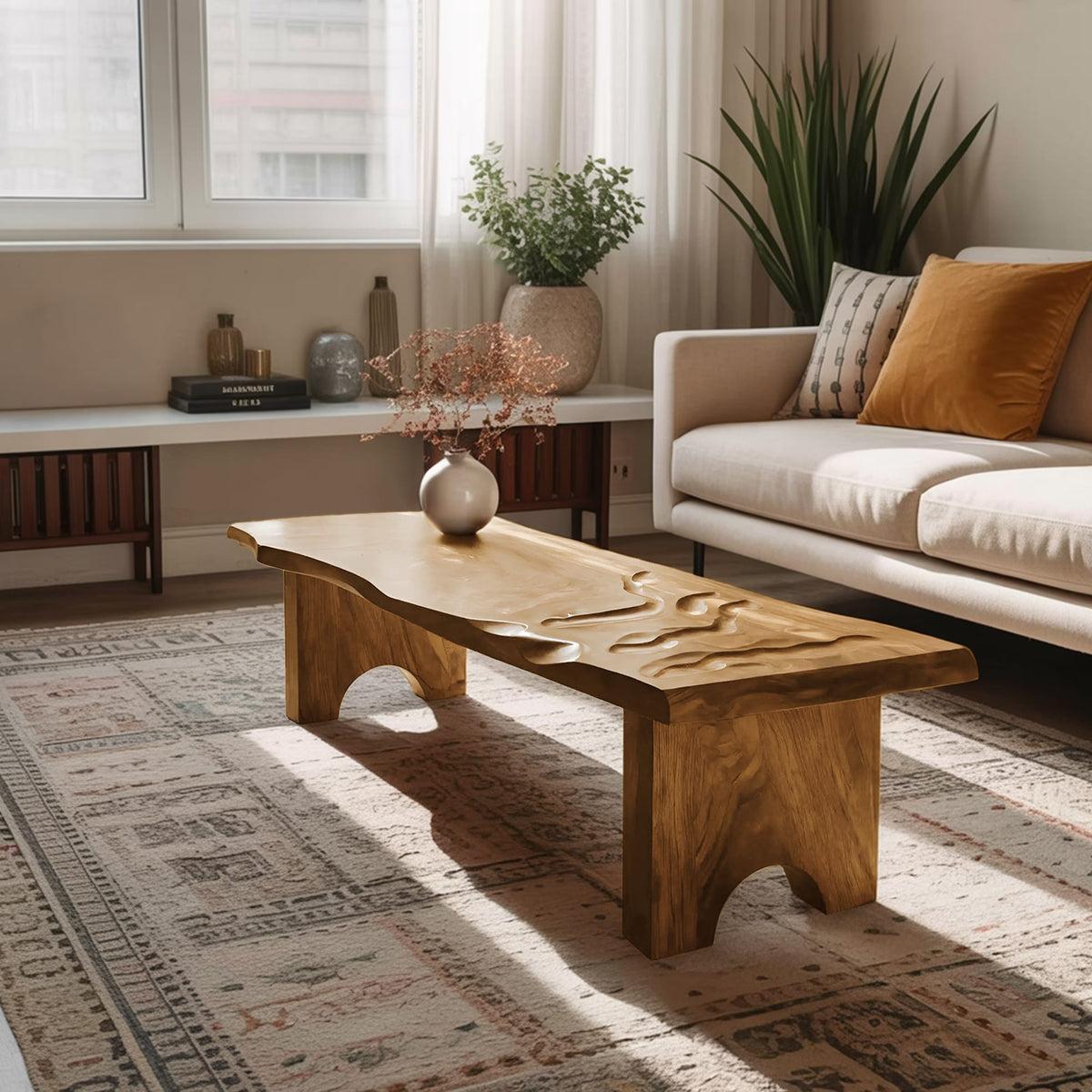 Mid Century Modern Abstract Coffee Table, solid wood, built to order