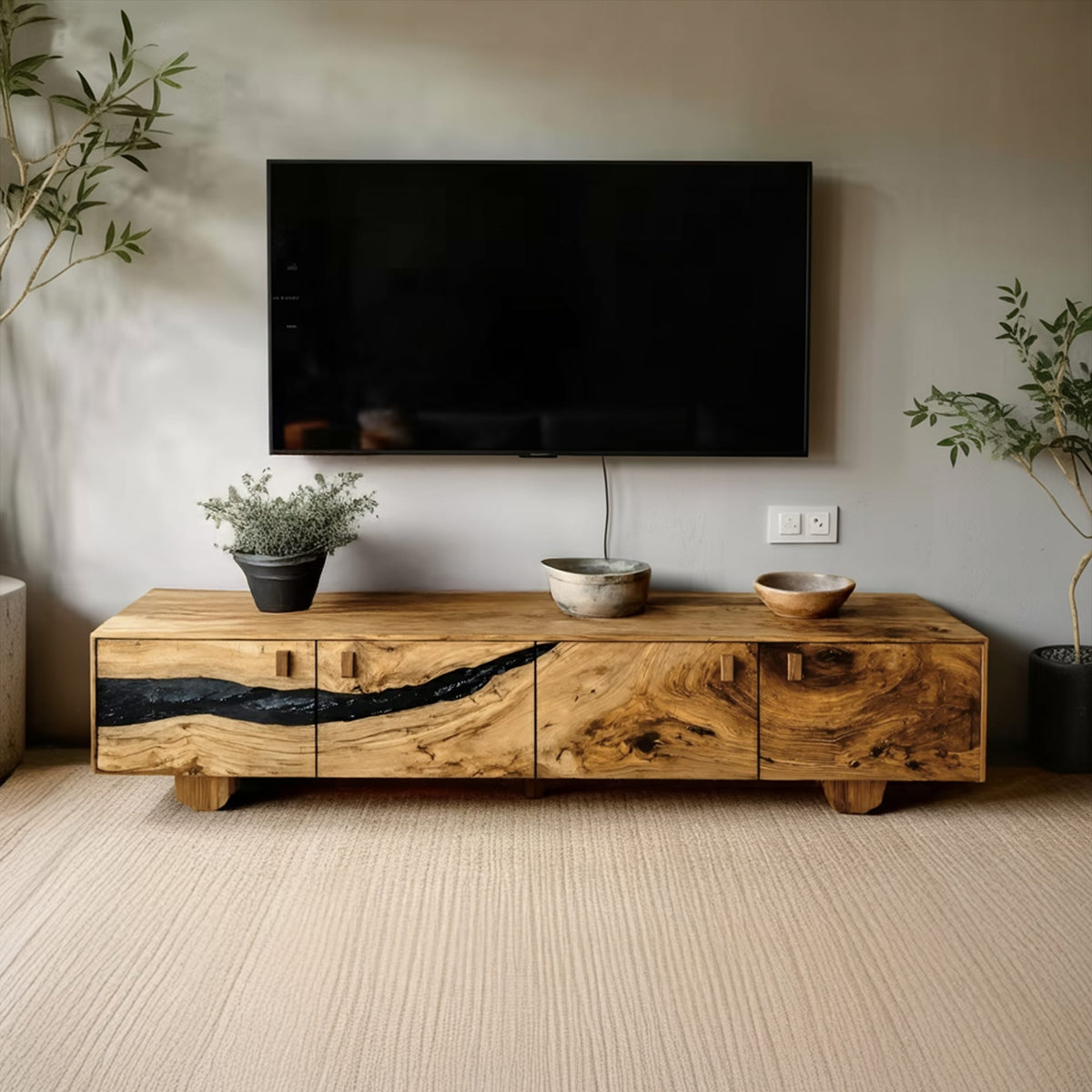 Live Edge Solid Entertainment TV Cabinet