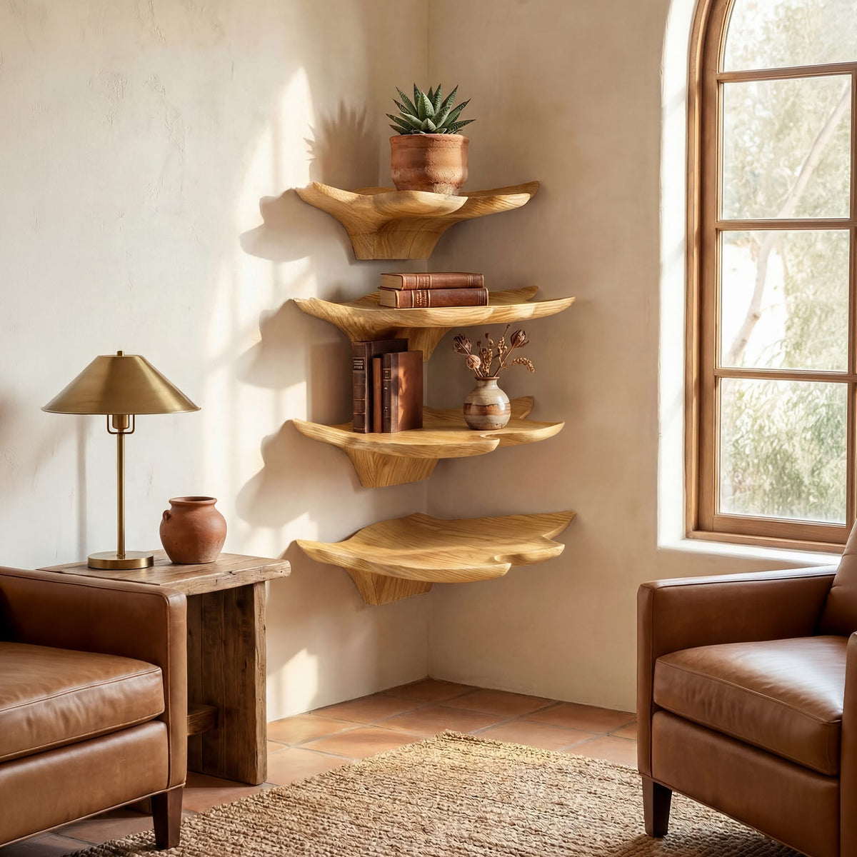 Mid Century Plant Floating Shelf