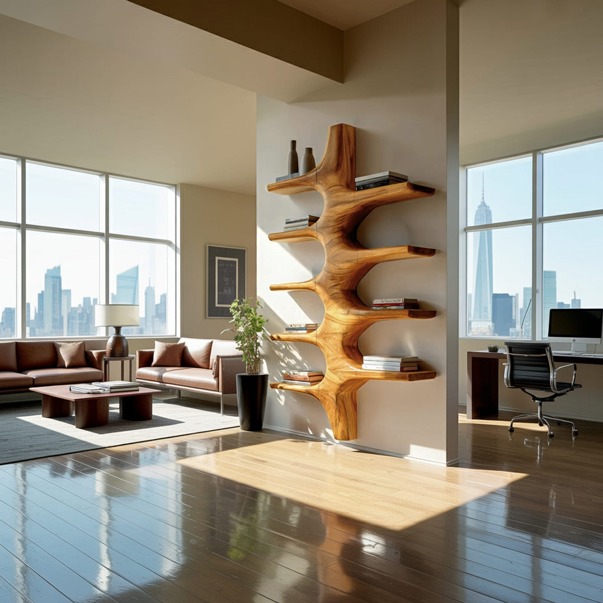 Sculptural Mounted Floating Bookshelf