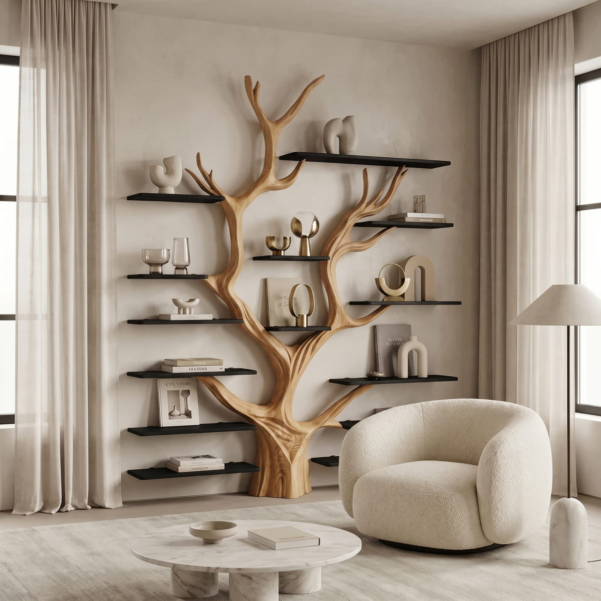 Sculptural Tree-inspired Tree Bookshelf