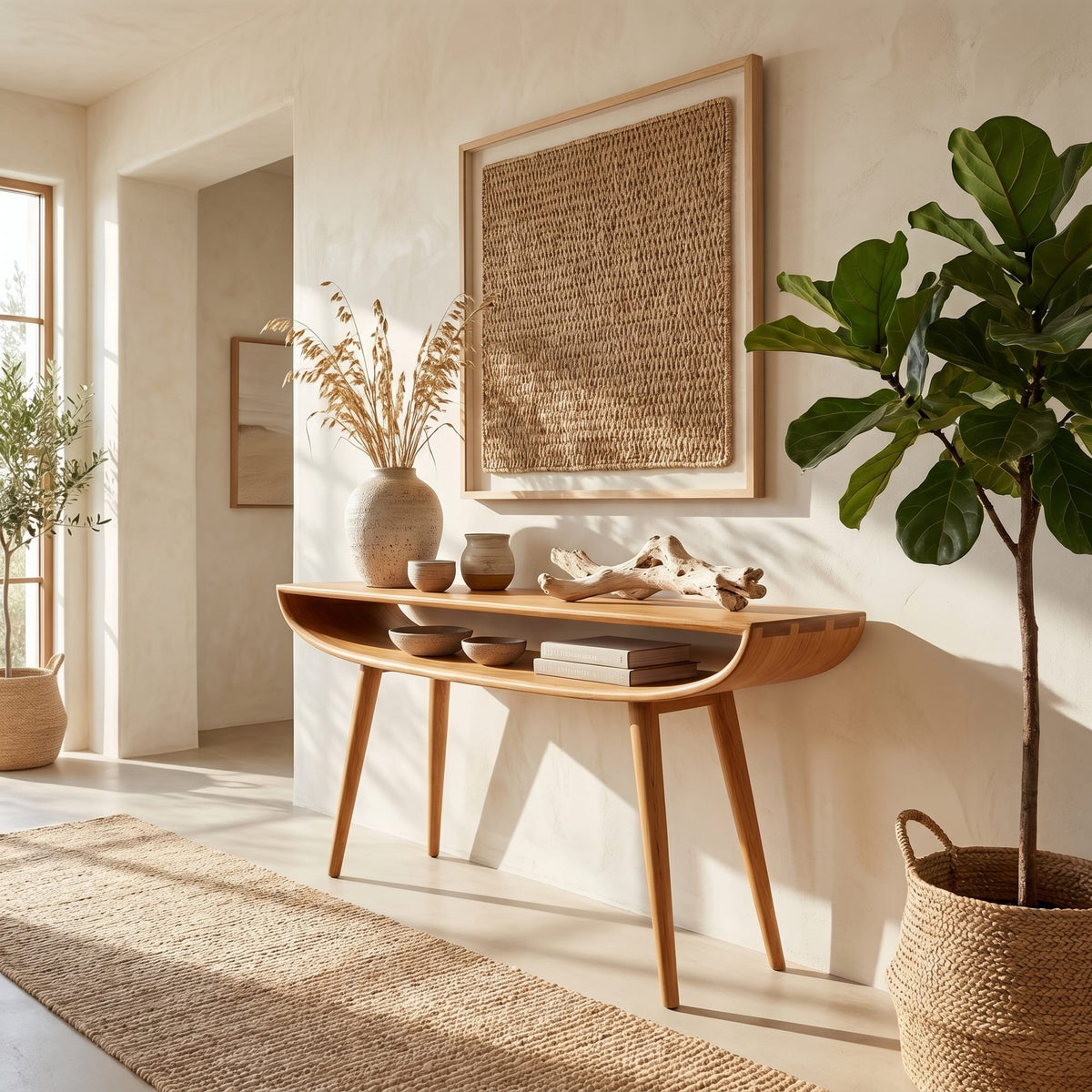Mid Century Curved Console Table