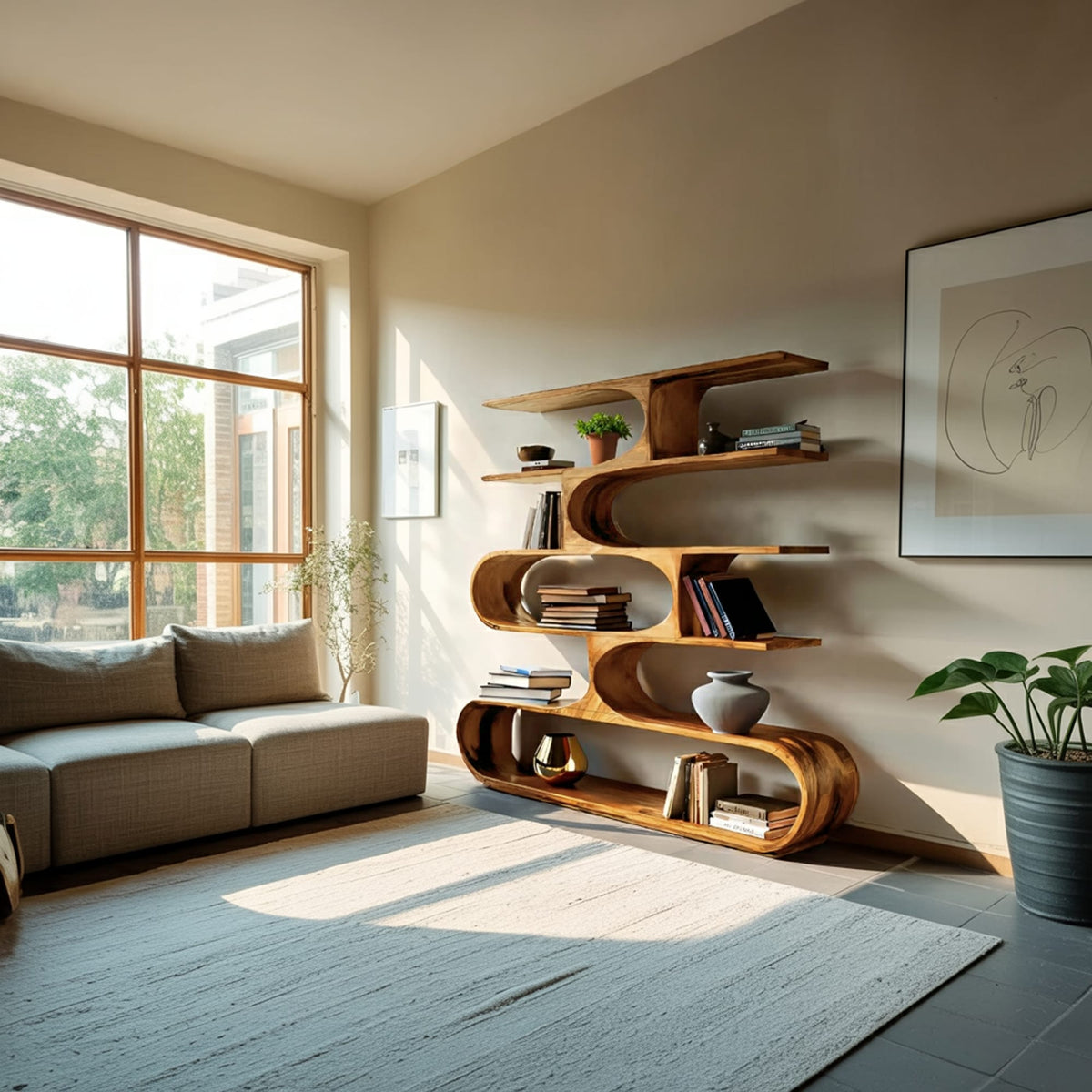 Artistic Curved Sculptural Bookshelf