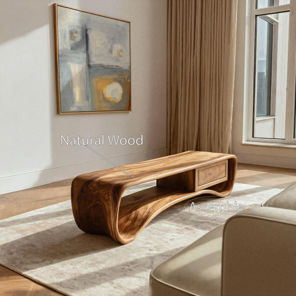 Handcrafted Coffee Table Compact Design, solid wood, built to order