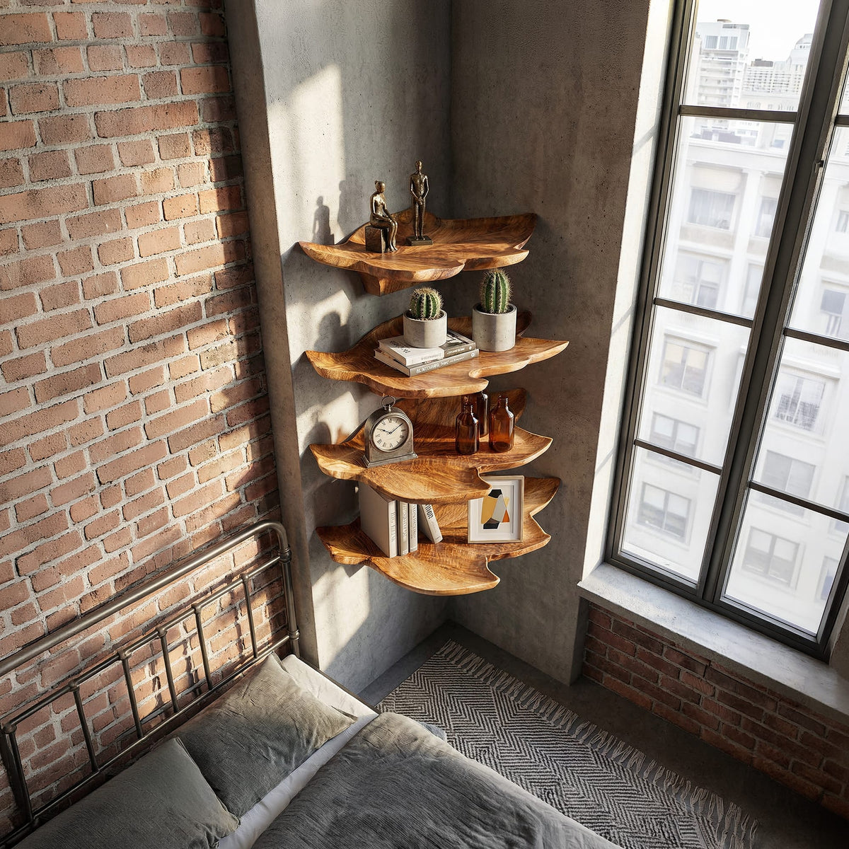Mid Century Plant Floating Shelf