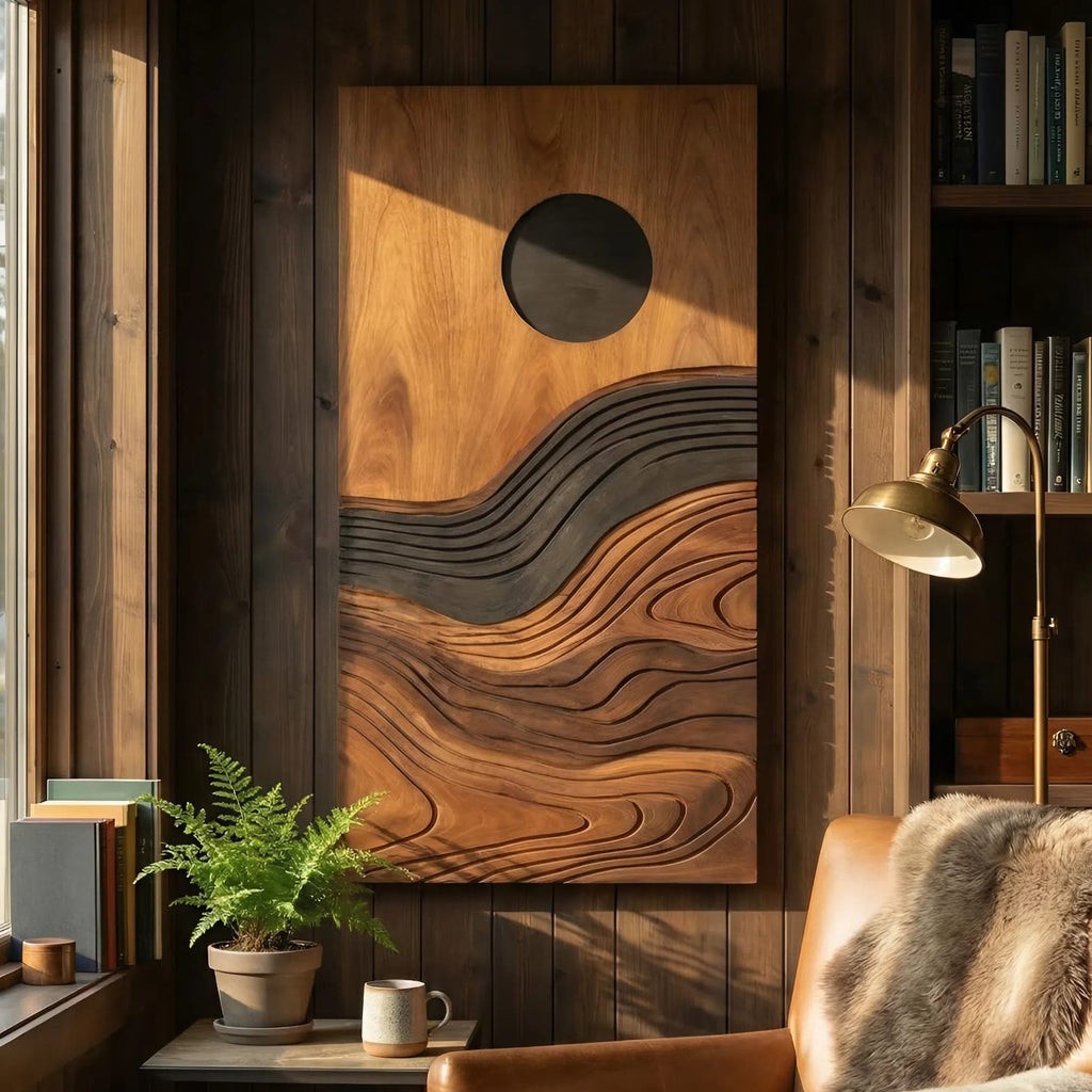 Contemporary Flowing Wall Decor, solid wood, built to order