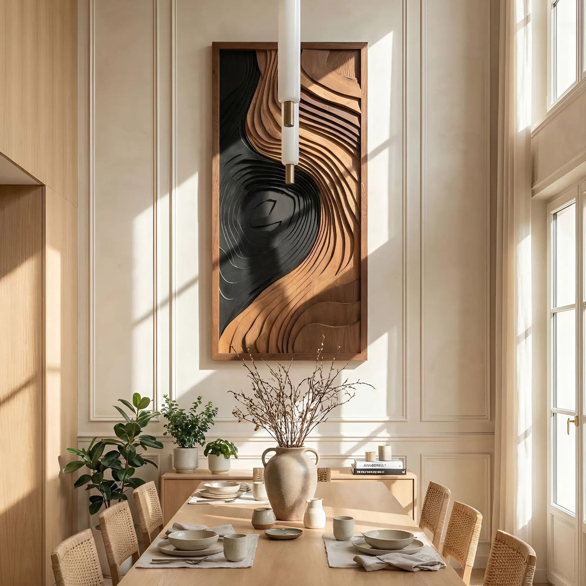 Contemporary Abstract Wall Art Panel, solid wood, built to order