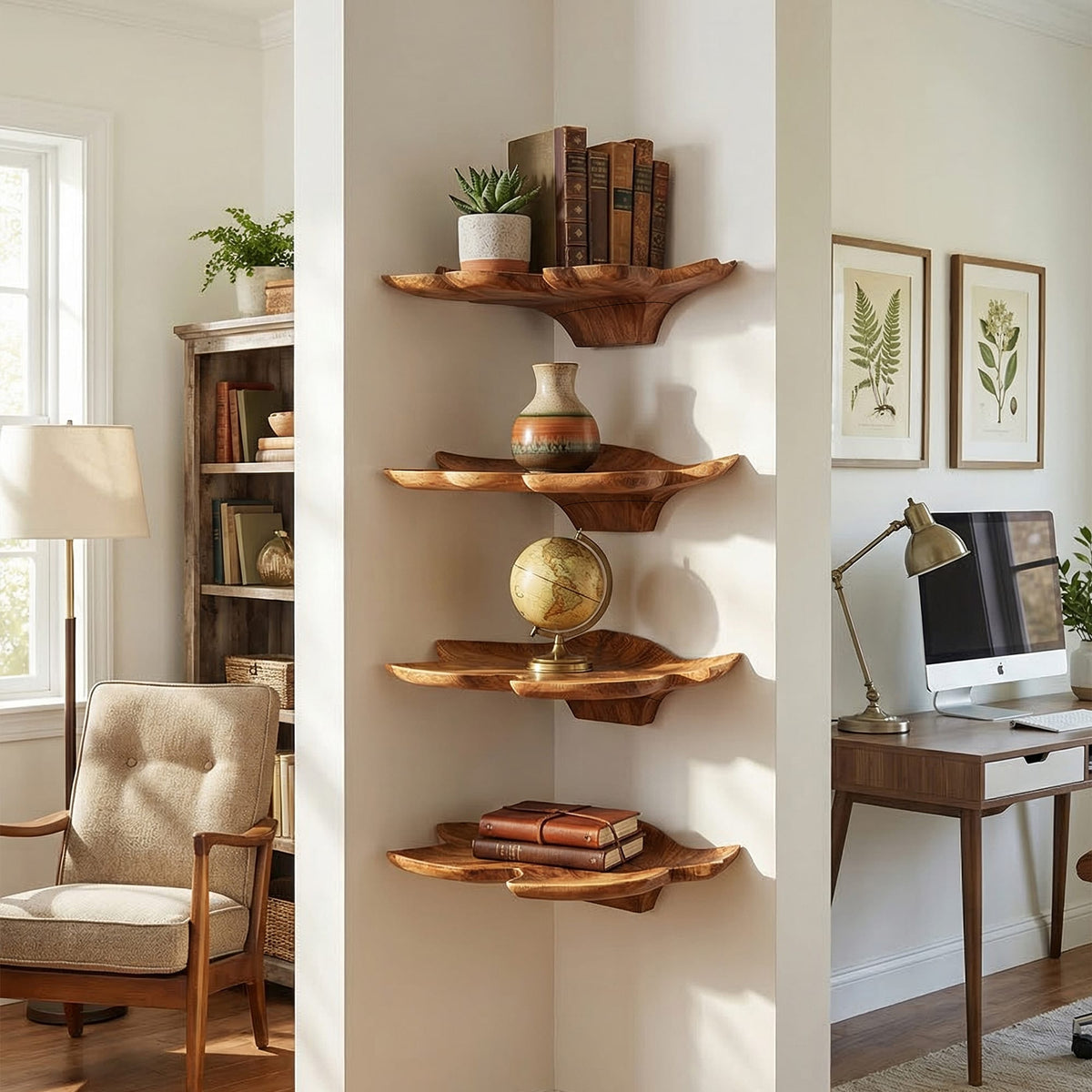 Mid Century Plant Floating Shelf