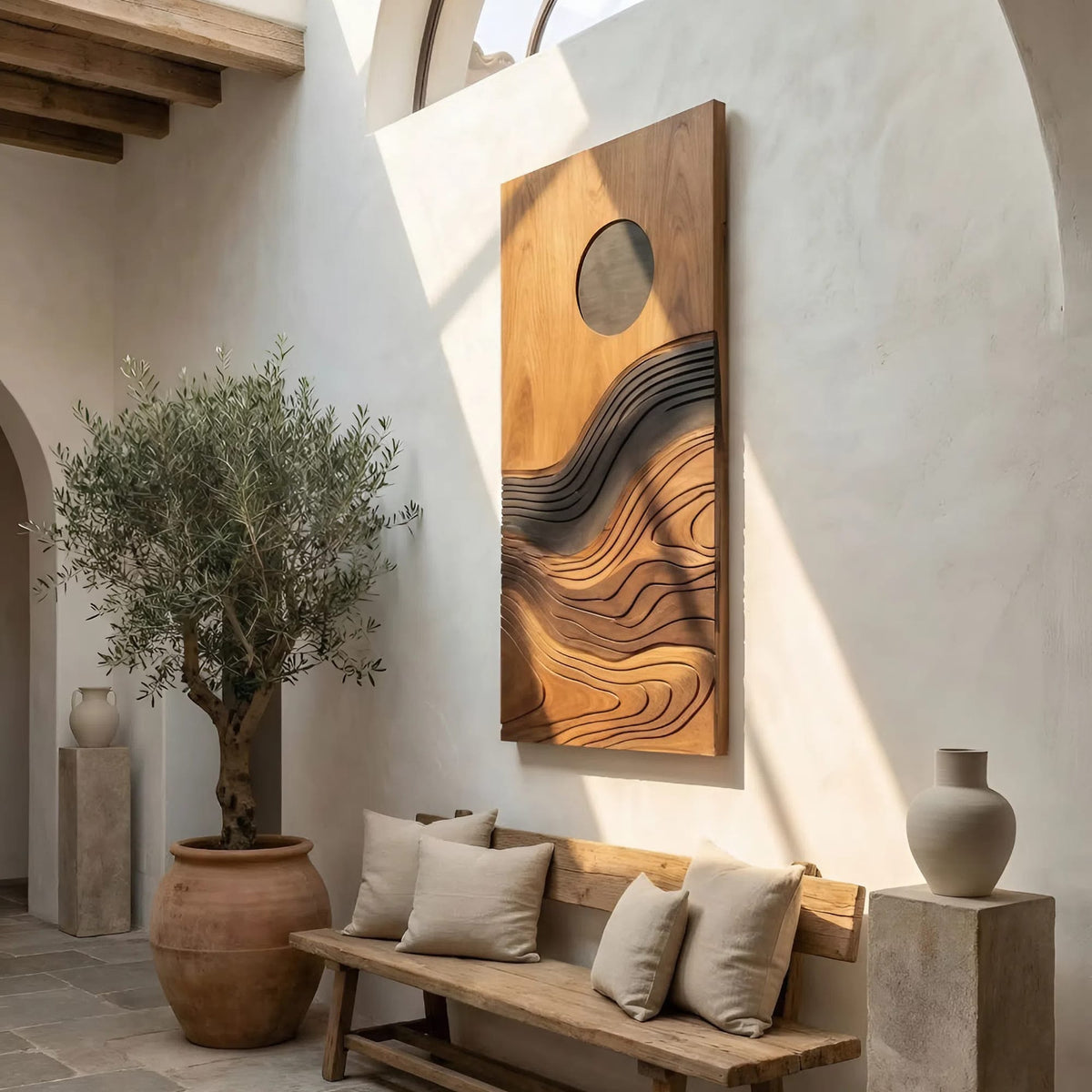 Contemporary Flowing Wall Decor, solid wood, built to order