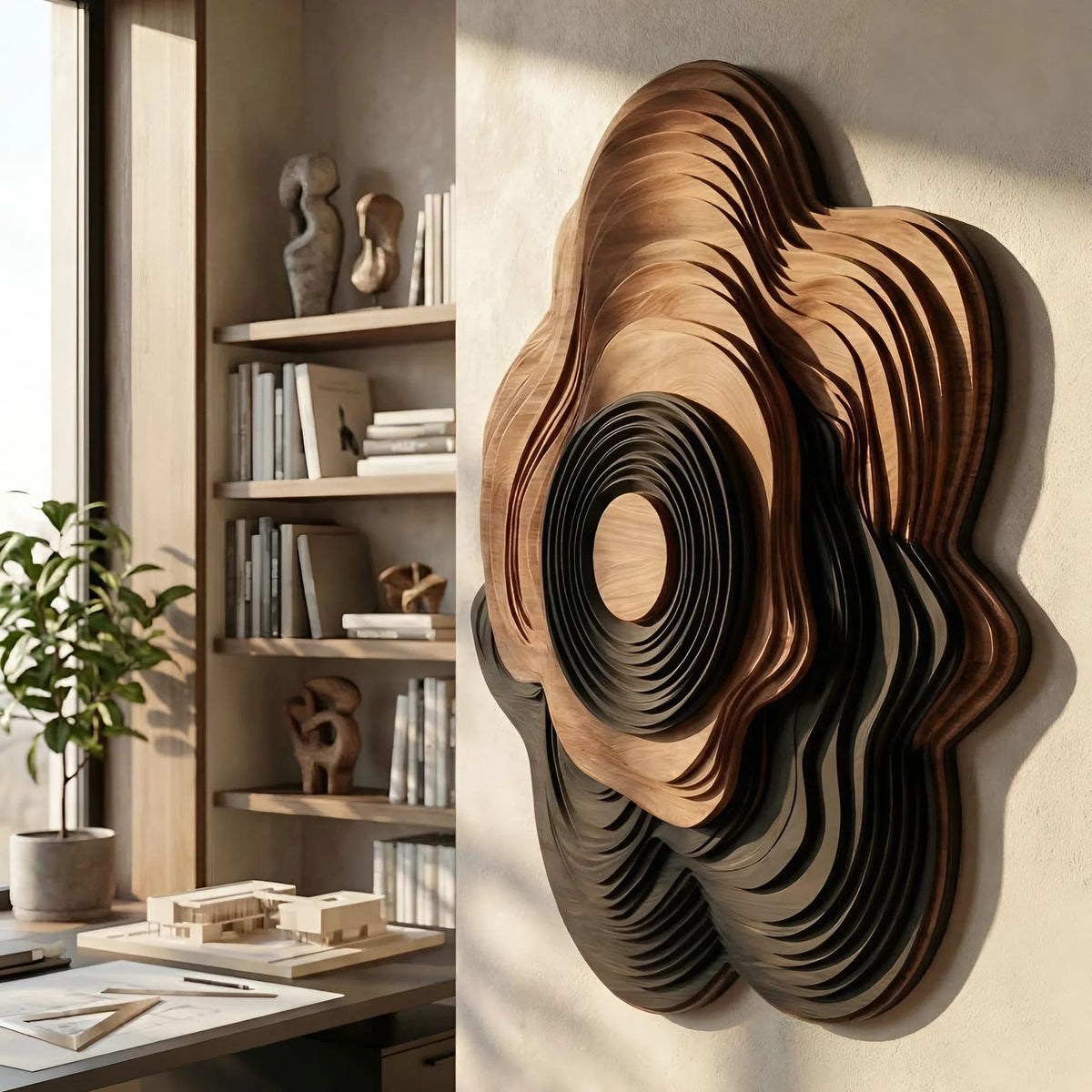 Mid Century Sculptural Geometric Wall Art