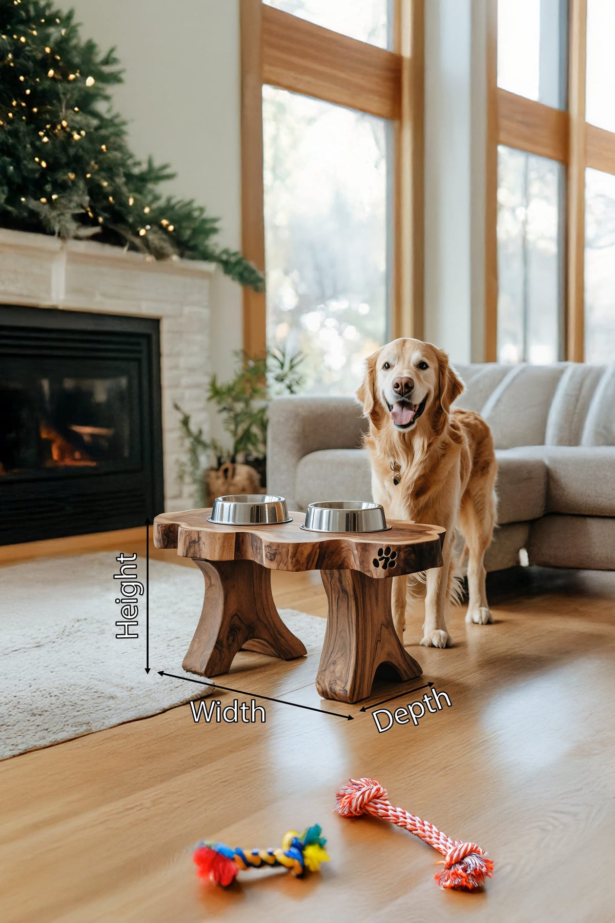 Handmade Pet Food Stand with Dog Bowl, solid wood, built to order