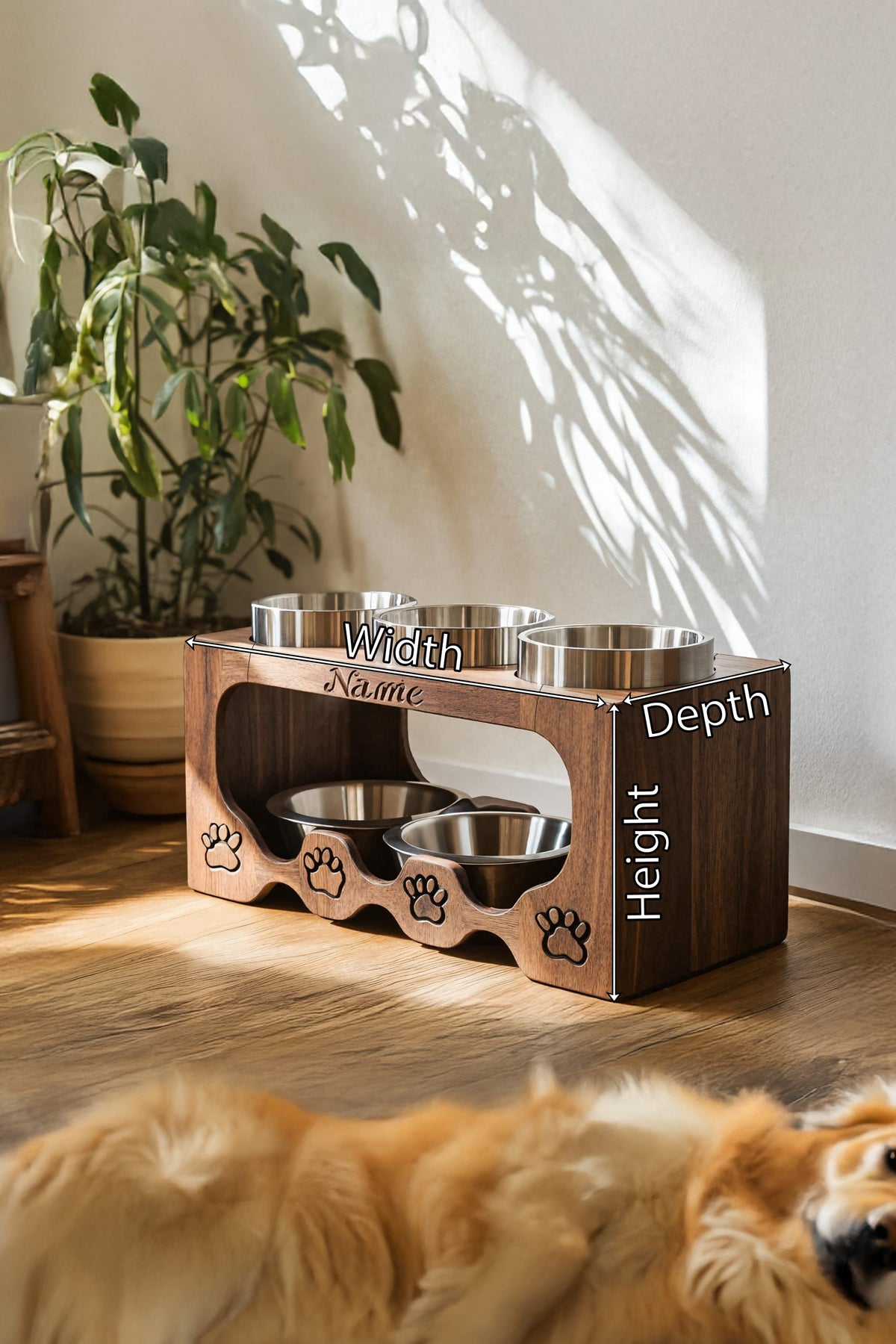 Handcrafted Elevated Pet Food Stand for Dogs, solid wood, built to order