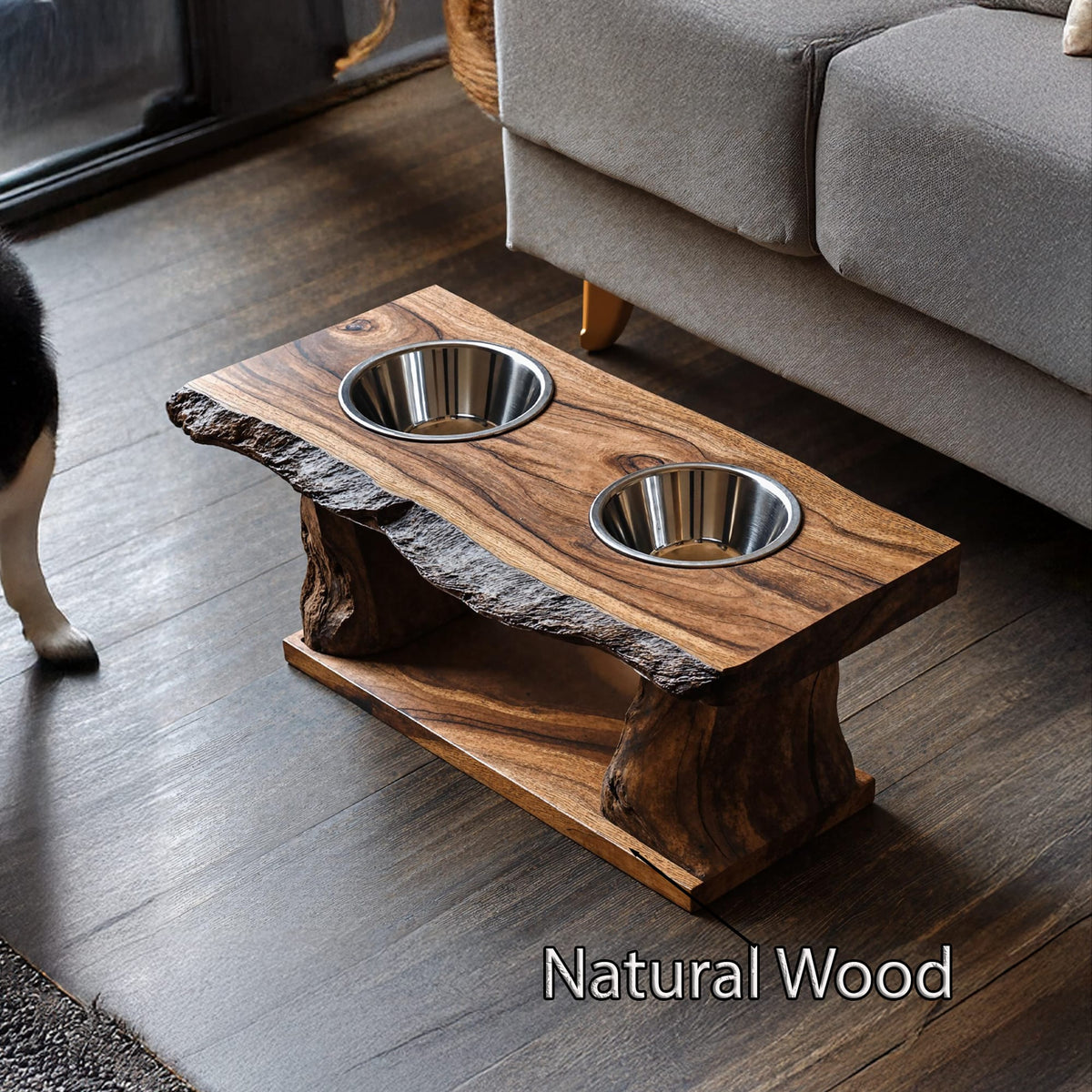 Farmhouse Dog Feeding Stand Kitchen Decor, solid wood, built to order