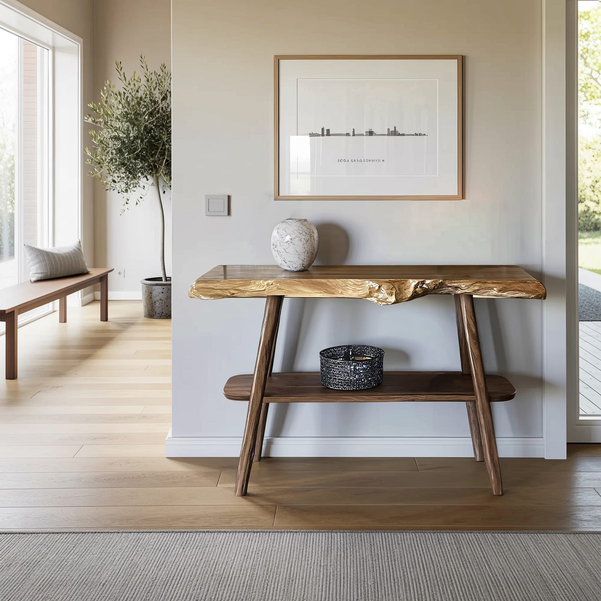 Live Edge Solid Foyer Console Table