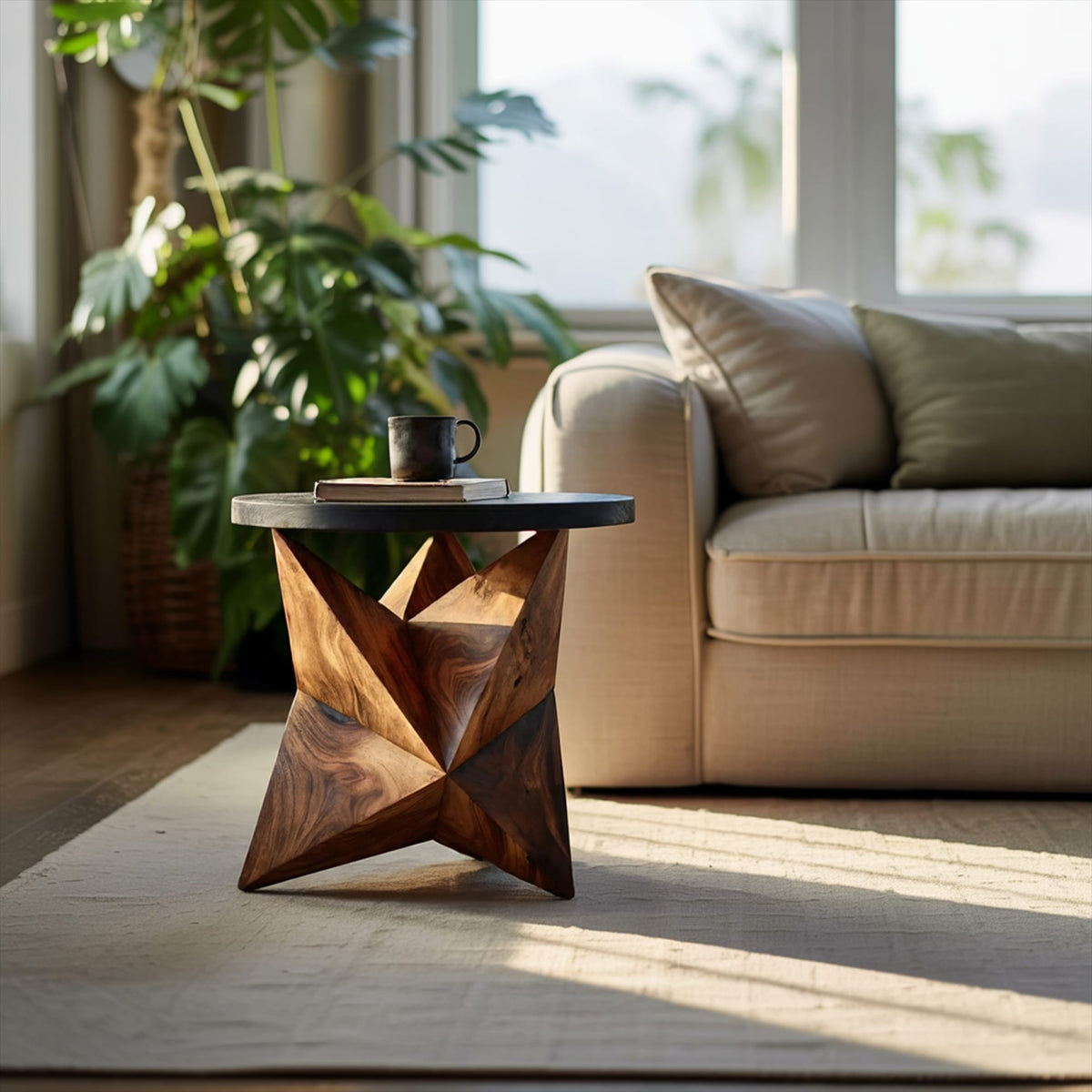 Solid Pedestal Side Table