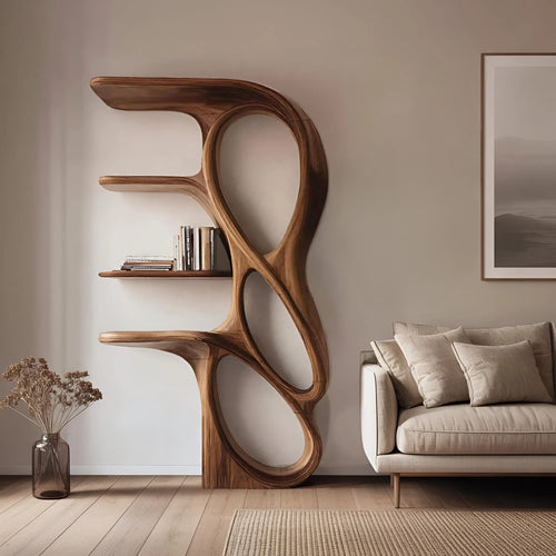 Contemporary Art Bookshelf, solid wood, built to order