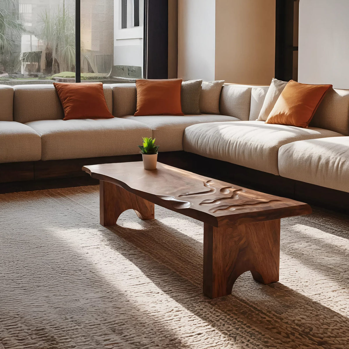 Mid Century Modern Abstract Coffee Table, solid wood, built to order
