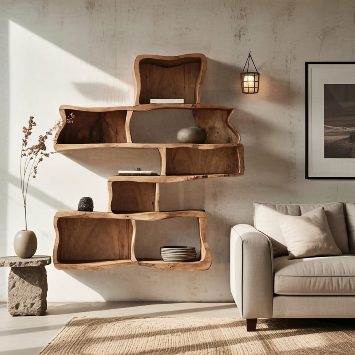 Handcrafted Live Edge Floating Shelf, solid wood, built to order