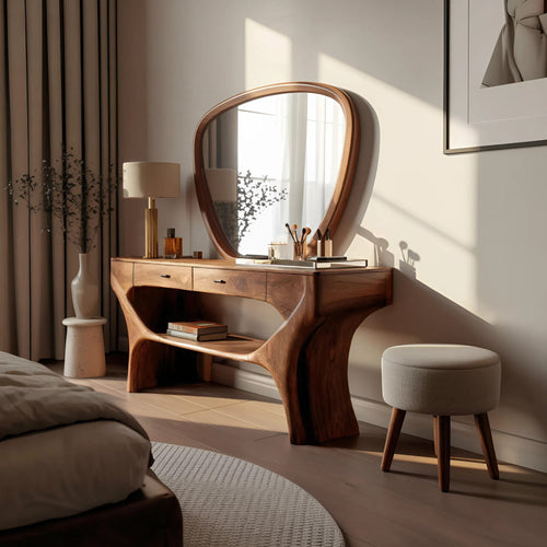 Artistic Vanity Table with Drawers, solid wood, built to order