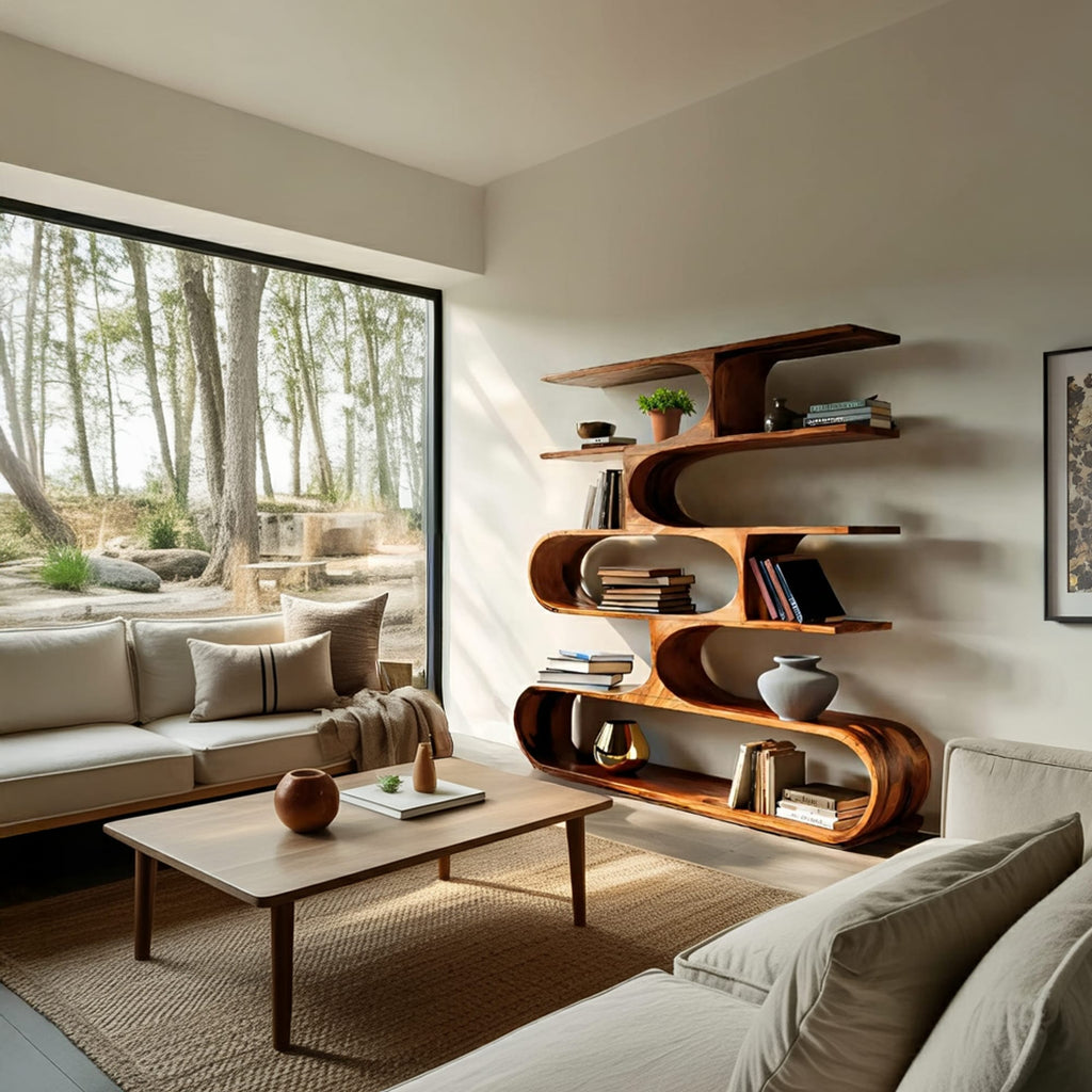 Artistic Curved Sculptural Bookshelf