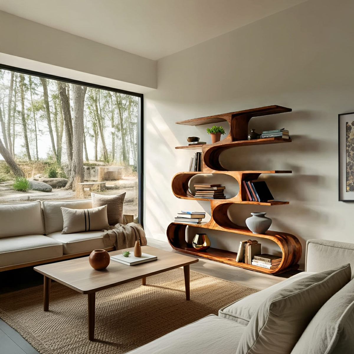 Artistic Curved Sculptural Bookshelf