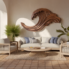 Abstract Ocean Wave Wall Sculpture, solid wood, built to order, view 3