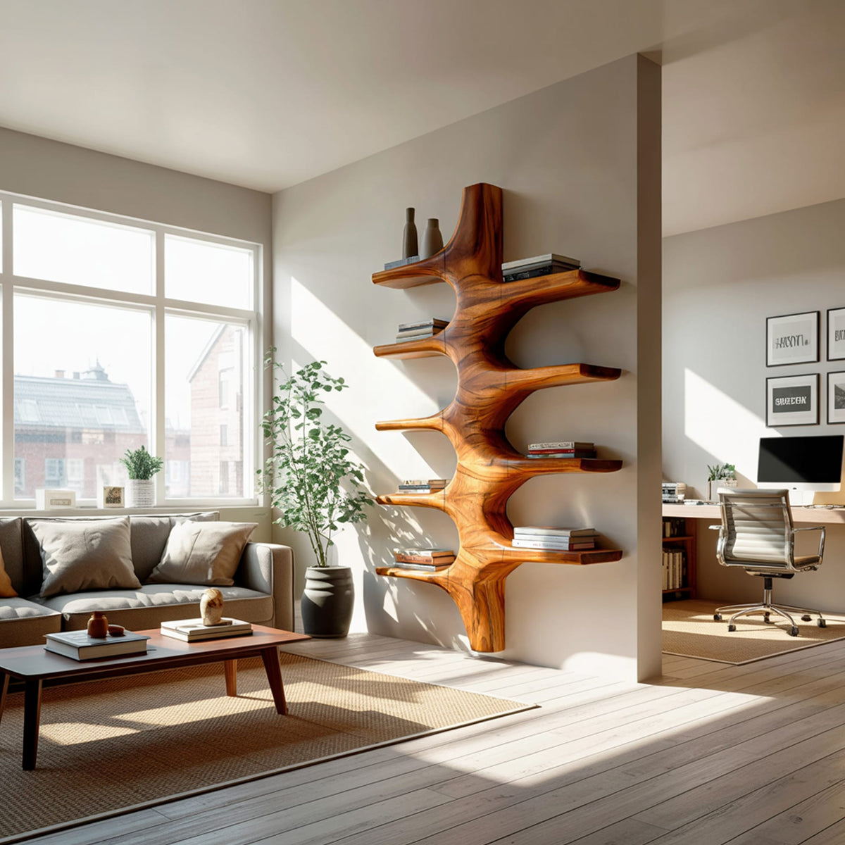Sculptural Mounted Floating Bookshelf