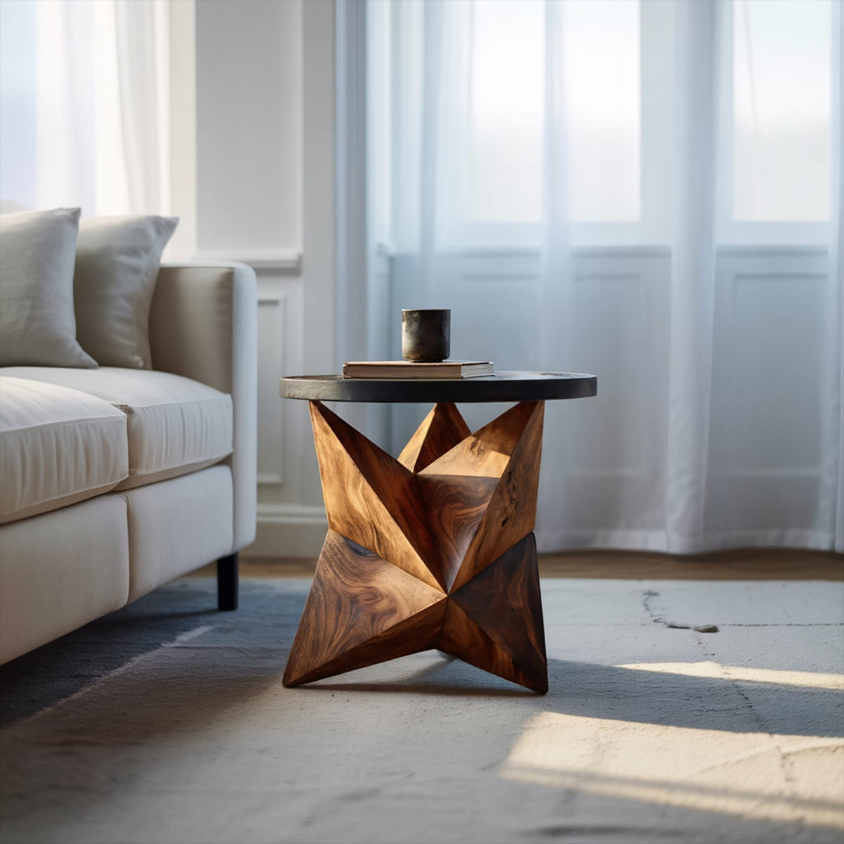 Solid Pedestal Side Table