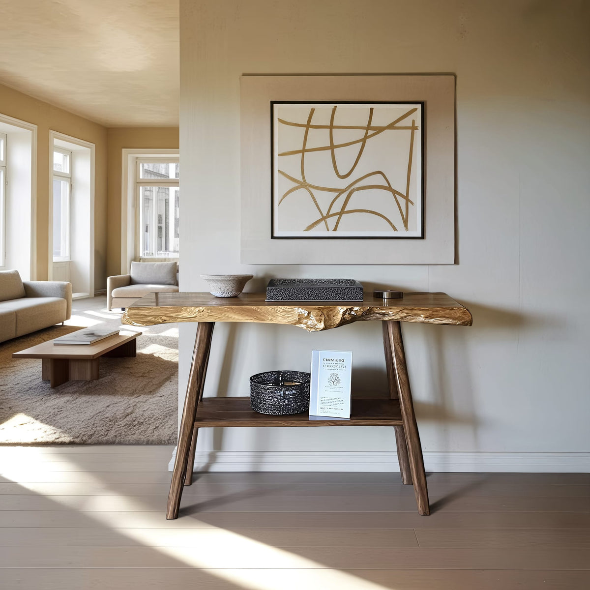 Live Edge Solid Foyer Console Table