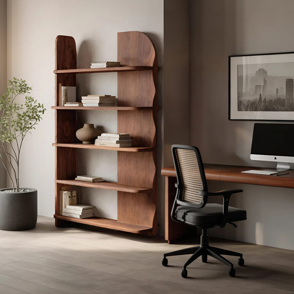 Minimalist Bookcase Sculptural Design, solid wood, built to order