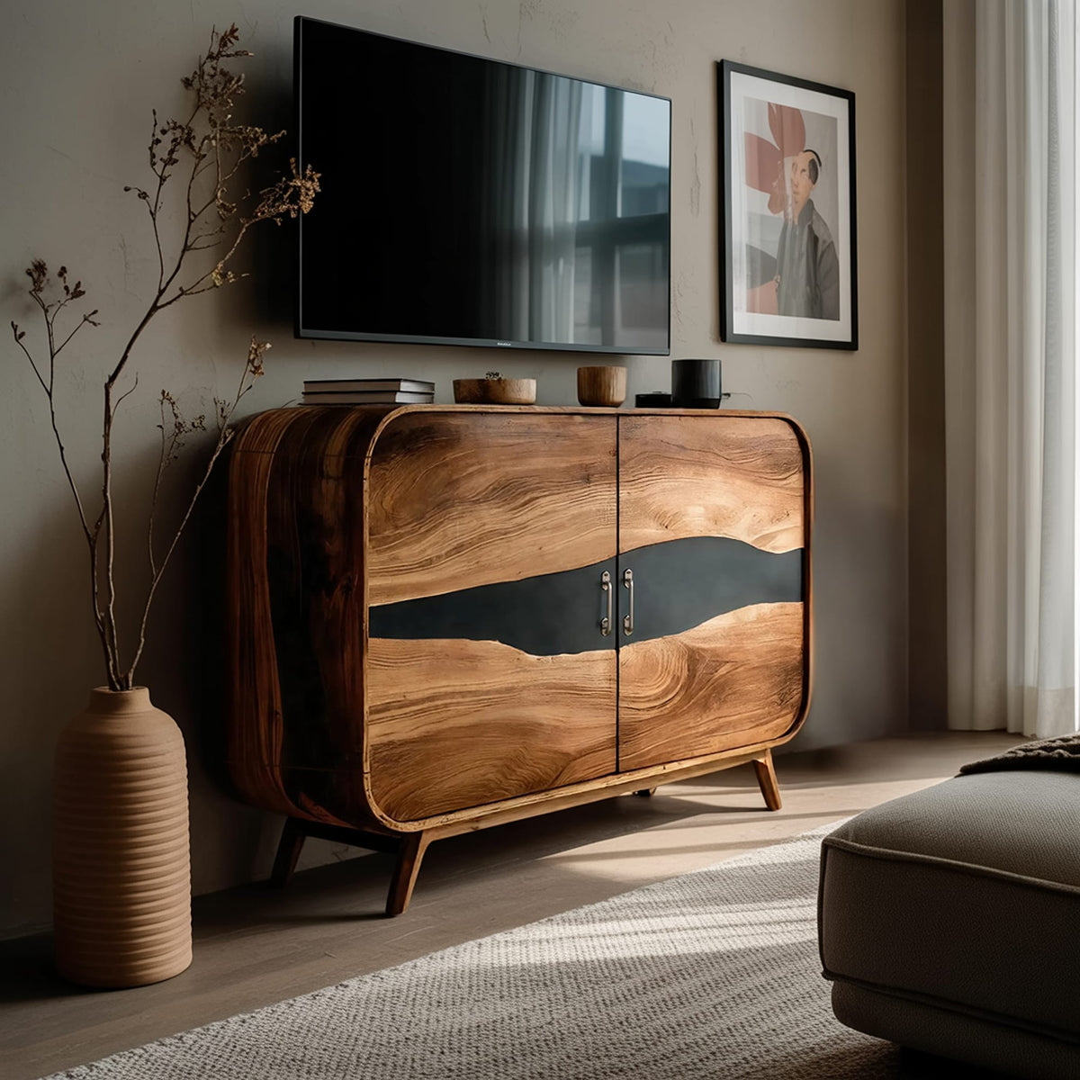 Live Edge Media Solid TV Cabinet