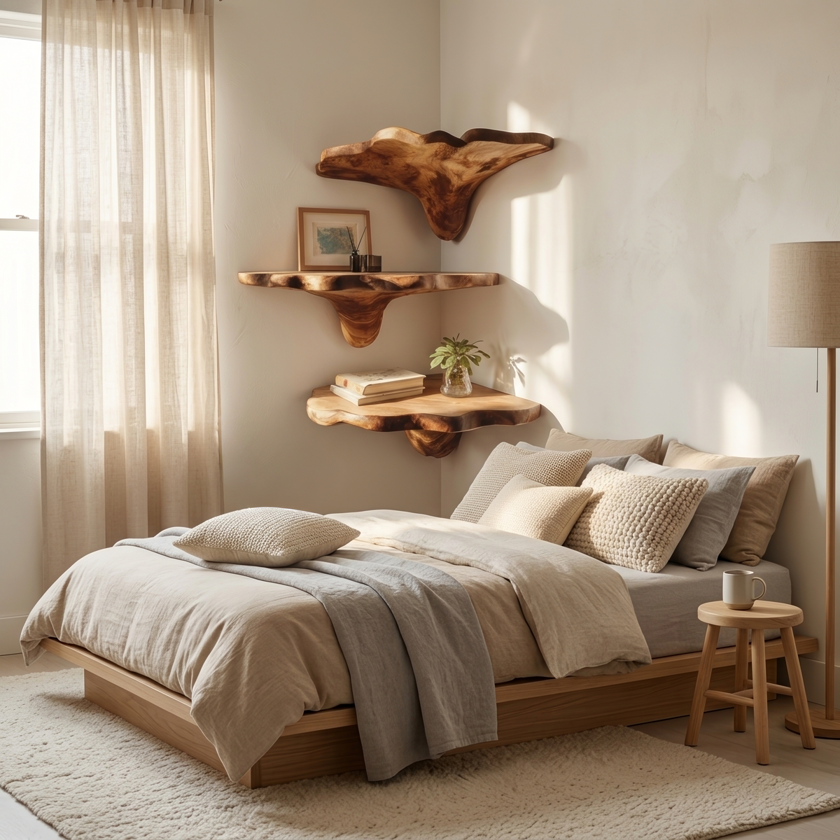 Live Edge Mushroom Shelf, solid wood, built to order, view 3