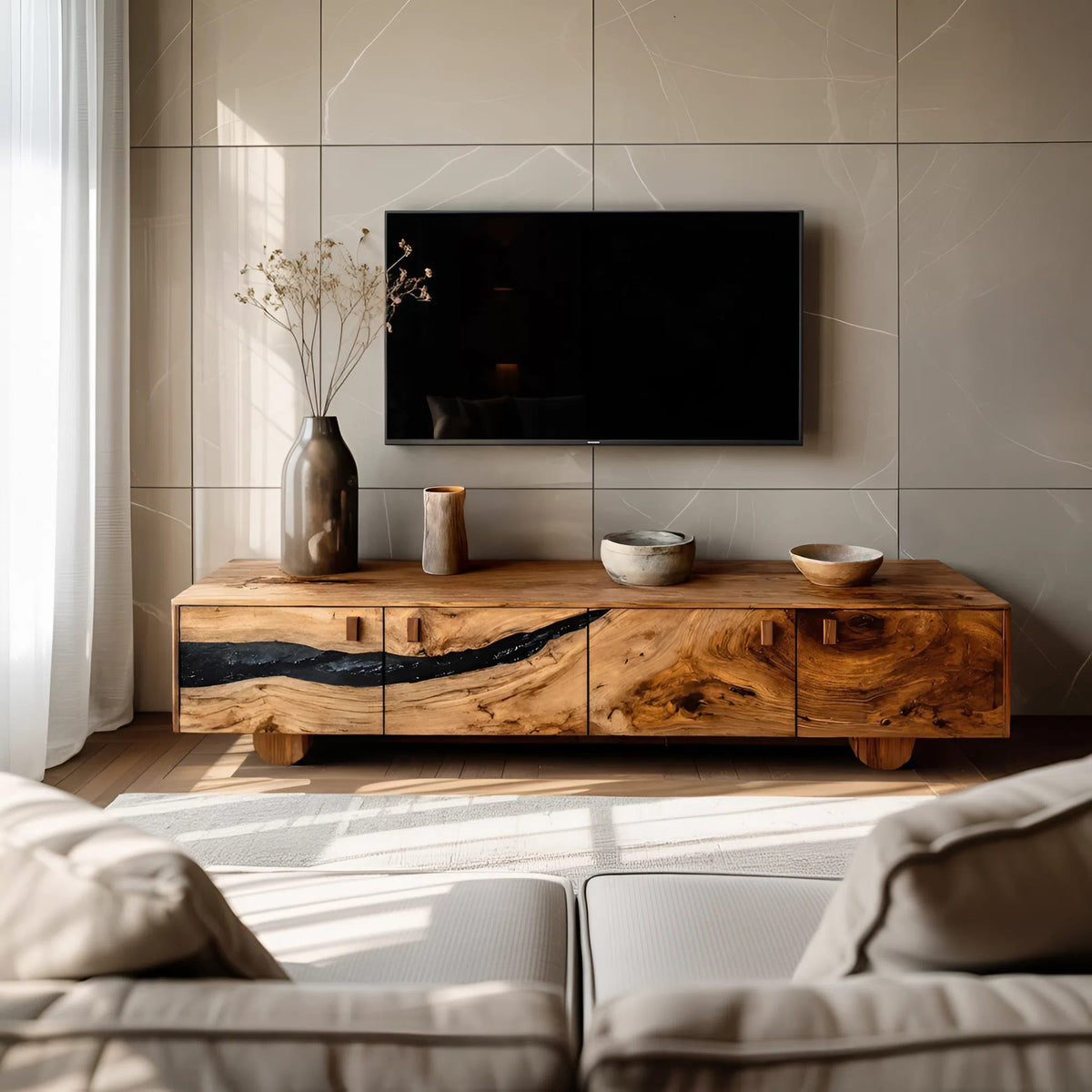 Live Edge Solid Entertainment TV Cabinet