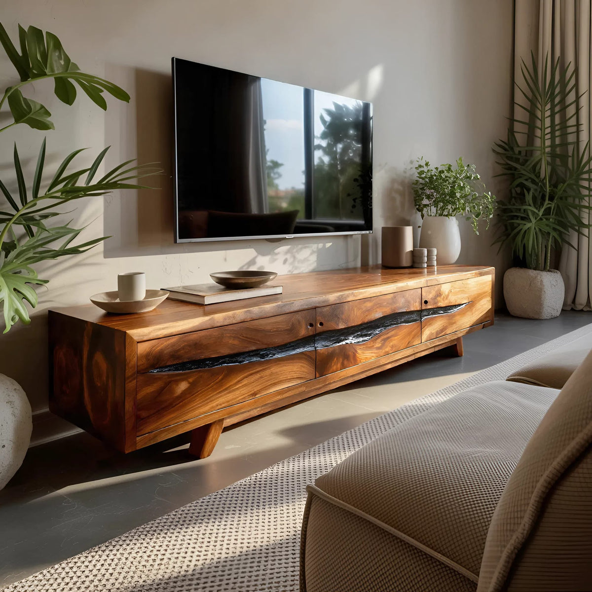 Farmhouse TV Console, solid wood, built to order