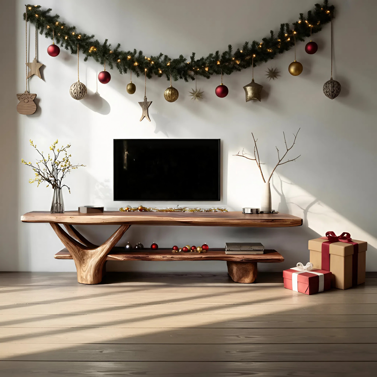 Live Edge TV Console, solid wood, built to order, view 3