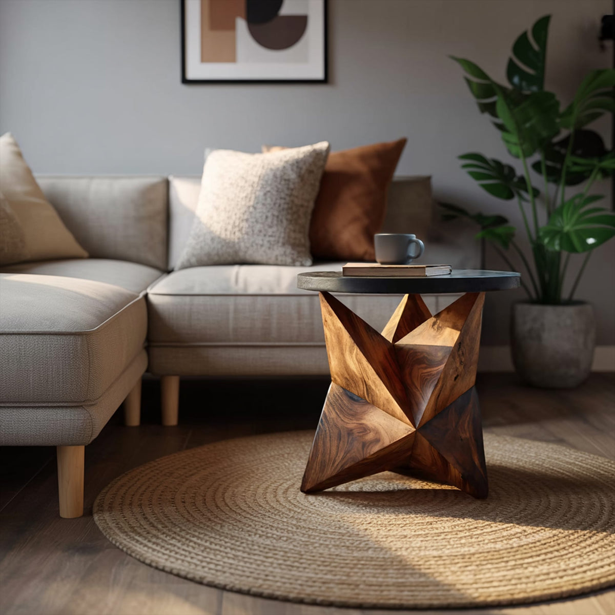 Solid Pedestal Side Table