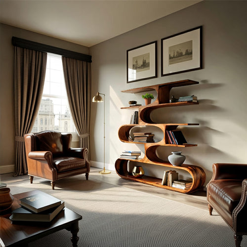 Artistic Curved Sculptural Bookshelf
