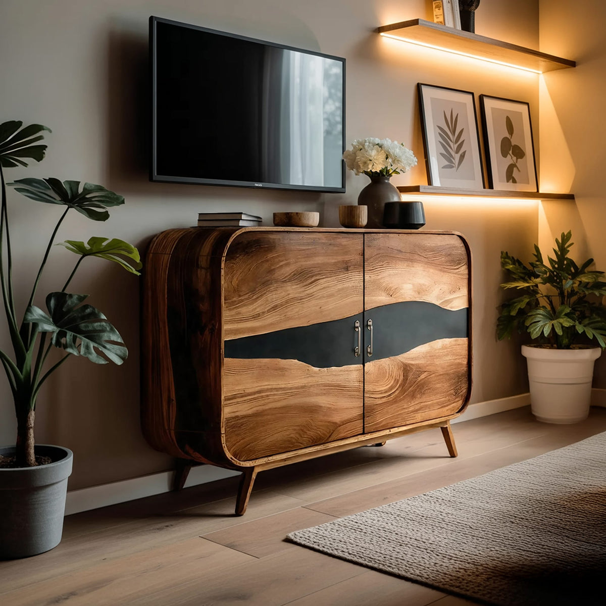 Live Edge Media Solid TV Cabinet