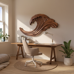 Abstract Ocean Wave Wall Sculpture, solid wood, built to order, view 2