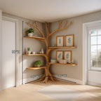Midcentury Tree Bookshelf Kids Living Room, solid wood, built to order