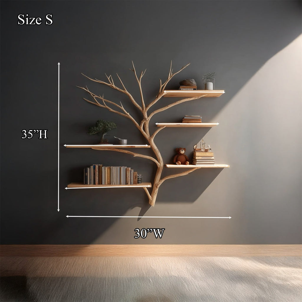 Midcentury Tree Bookshelf Study Room, solid wood, built to order