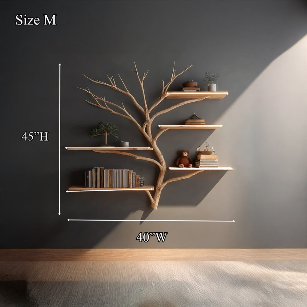 Midcentury Tree Bookshelf Study Room, solid wood, built to order