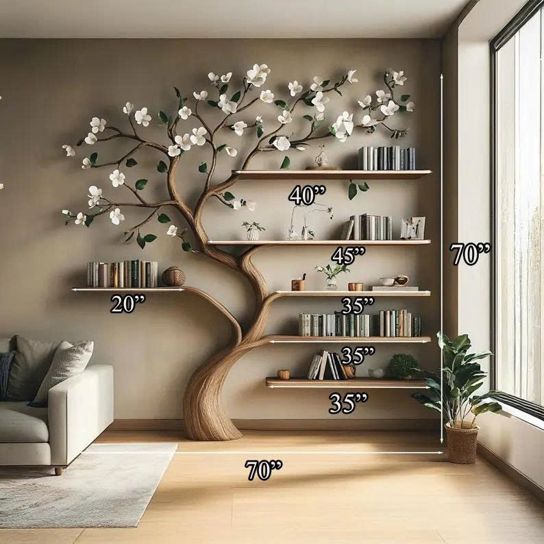 Bookcase Corner Shelf Shelves Gift Her, solid wood, built to order