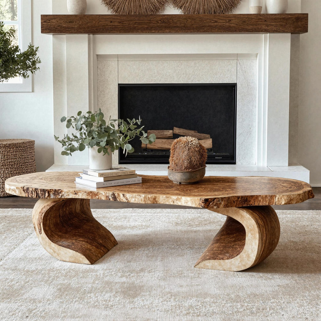 Vintage Natural Coffee Table Cozy Living Room, solid wood, built to order