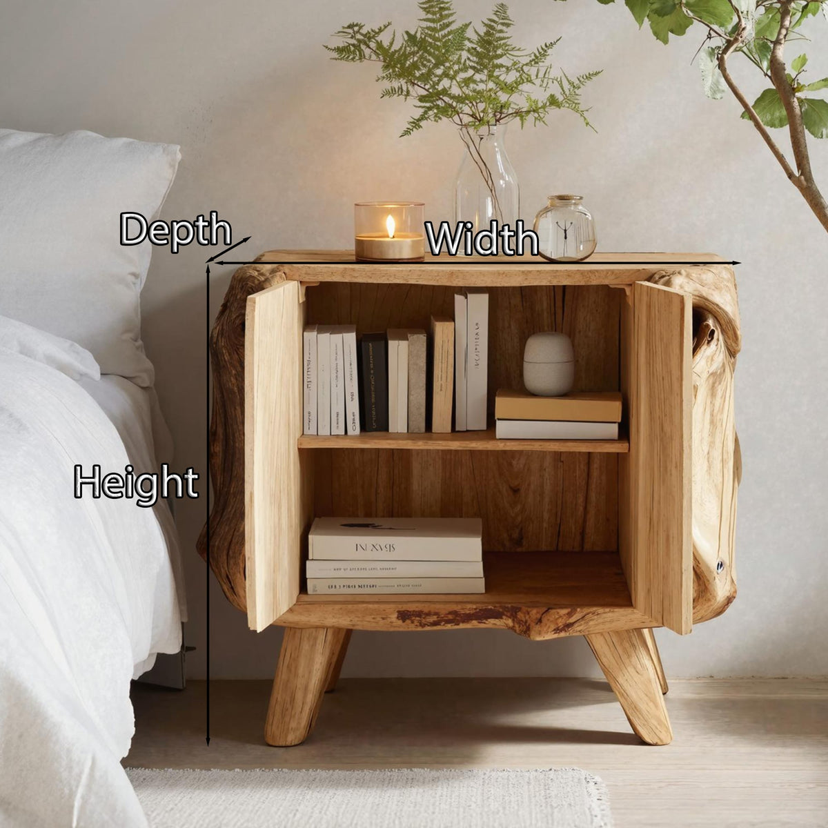 Farmhouse Live Edge Nightstand, solid wood, built to order