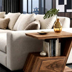 Geometric Storage Side Table - solid wood side table, view 3