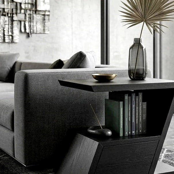 Geometric Storage Side Table - solid wood side table, view 4