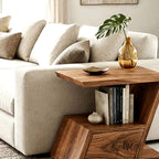 Geometric Storage Side Table - solid wood side table, view 6