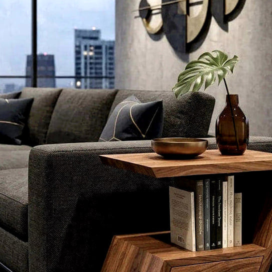 Geometric Storage Side Table - solid wood side table, made to order by Rootelier